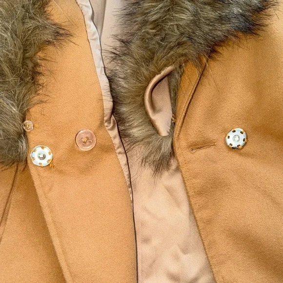 Ivy City Co Kids Sloane Camel Tan Peacoat with Removable Faux Fur Collar, 9/10 - Picture 6 of 13